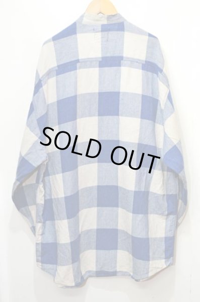 画像2: 90's SILENZIO CLUB コットンリネン バンドカラーシャツ (2)