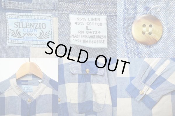 画像3: 90's SILENZIO CLUB コットンリネン バンドカラーシャツ (3)