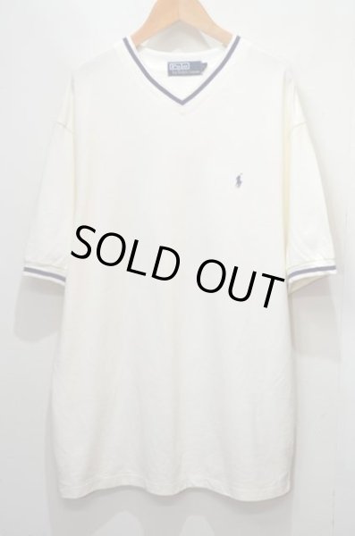 画像1: 90-00's POLO Ralph Lauren Vネック 鹿の子Tシャツ “DEADSTOCK” (1)