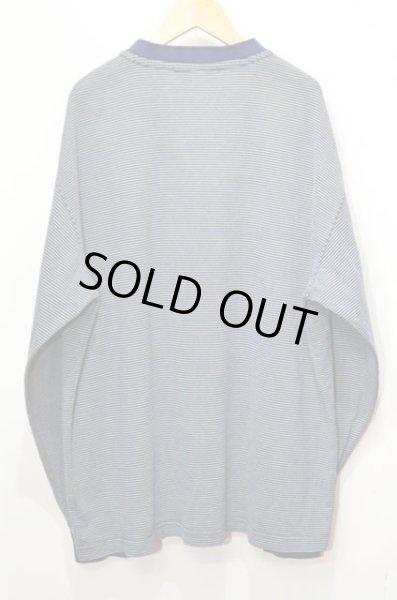 画像2: 90's Eddie Bauer ボーダー柄 L/S ヘンリーネックカットソー (2)