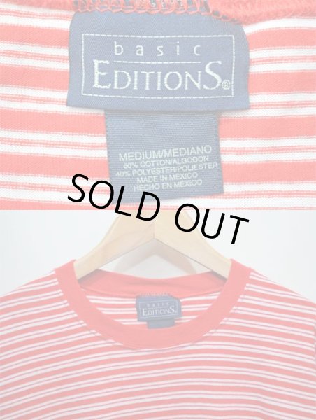 画像3: 90-00's BASIC EDITIONS マルチボーダー柄 Tシャツ “RED×WHITE” (3)