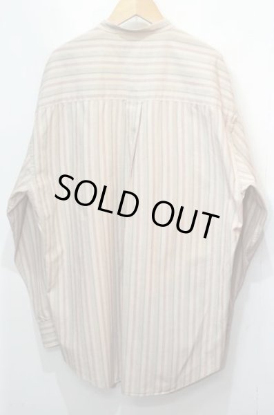 画像2: 90's TEXTURES マルチストライプ柄 バンドカラーシャツ (2)