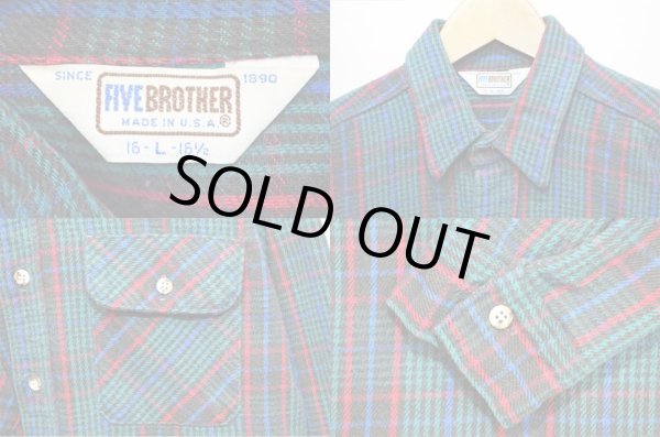 画像3: 80's FIVE BROTHER ヘビーネルシャツ “BLACKベース” (3)