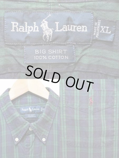 画像3: 90's Polo Ralph Lauren ボタンダウンシャツ “ブラックウォッチ柄 / BIG SHIRT” (3)