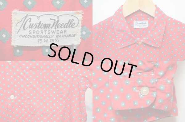 画像3: 60-70's Custam Needle Sportwear 総柄 コットンシャツ (3)