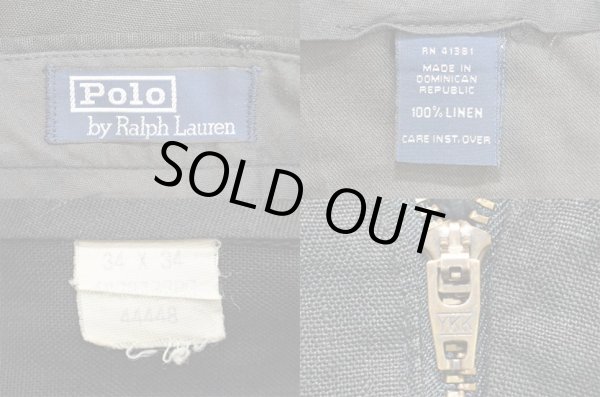 画像3: 90's POLO Ralph Lauren 2タック リネントラウザー “BLACK” (3)