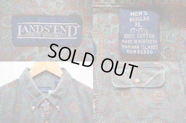 画像3: 90's LANDS' END S/S 総柄ボタンダウンシャツ (3)