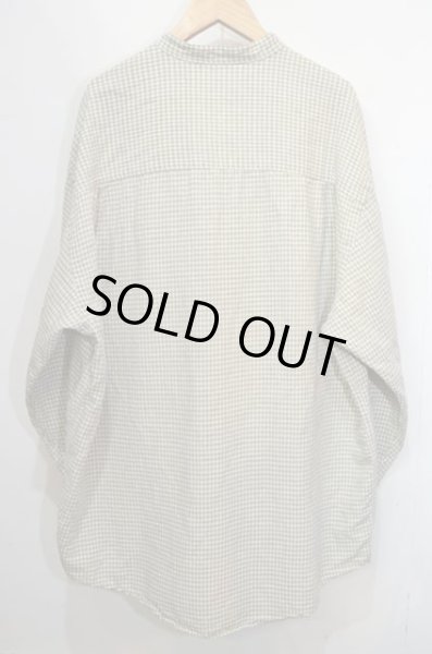 画像2: 90's Eddie Bauer ギンガムチェック柄 バンドカラーシャツ “COTTON×LINEN” (2)