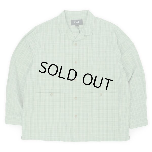 画像1: PWA LINEN MIX O/C SHIRT / GREEN CHECK (1)