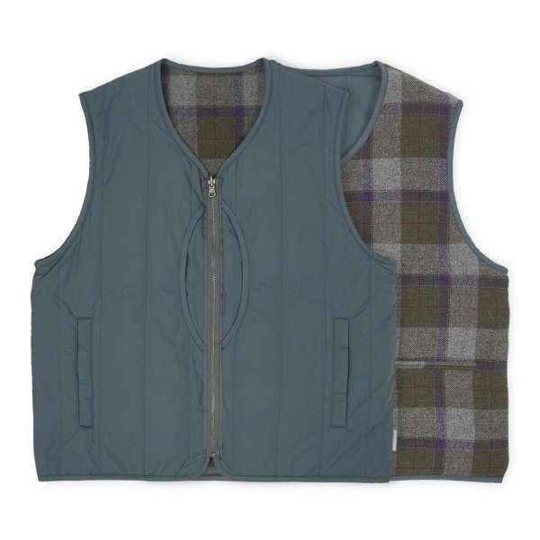 画像1: PWA REFINE-WOOL CHK RV VEST / CHARCOAL (1)