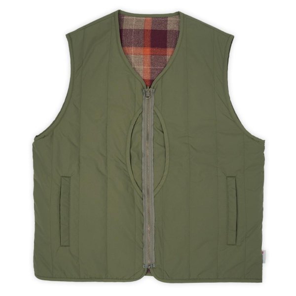 画像2: PWA REFINE-WOOL CHK RV VEST / OLIVE (2)