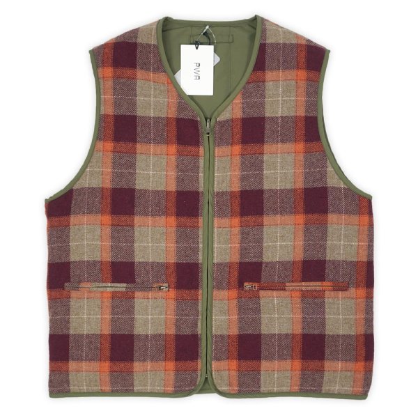 画像3: PWA REFINE-WOOL CHK RV VEST / OLIVE (3)