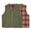 画像1: PWA REFINE-WOOL CHK RV VEST / OLIVE (1)