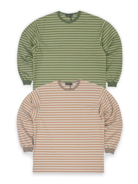 画像4: PORTANCE OG STRIPED L/S TEE / OLIVE BD (4)