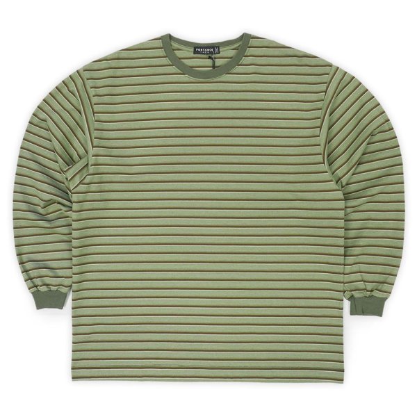 画像1: PORTANCE OG STRIPED L/S TEE / OLIVE BD (1)