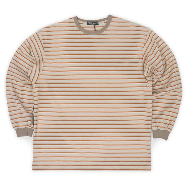 画像1: PORTANCE OG STRIPED L/S TEE / BEIGE BD (1)