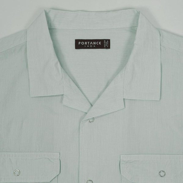 画像2: PORTANCE O/C STRIPE WORK SHIRT / GREEN ST (2)
