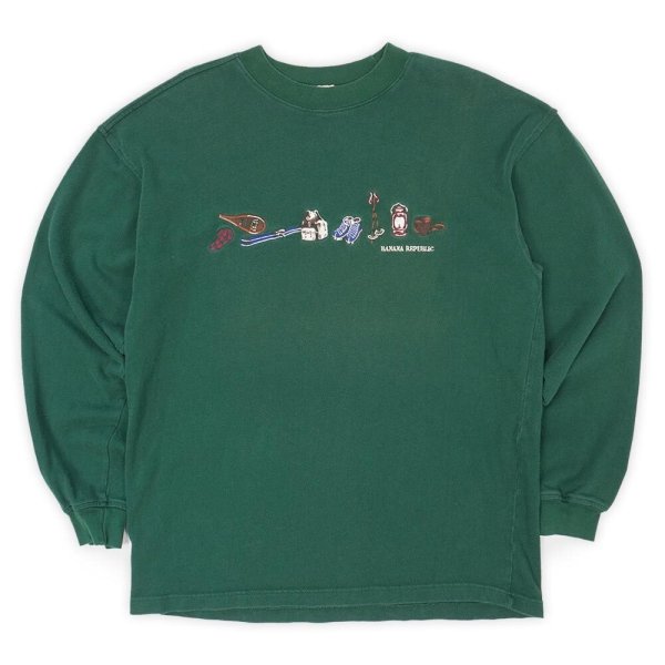 画像1: 80-90's Banana Republic ロゴ刺繍 L/S Tシャツ (1)