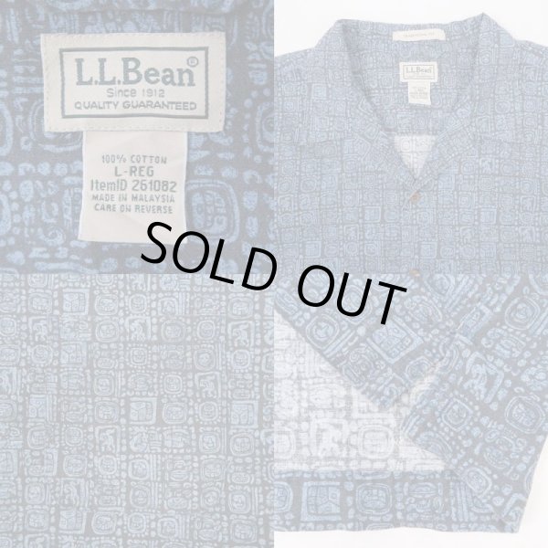 画像3: 00's L.L.Bean 総柄 オープンカラーシャツ “BLUE” (3)