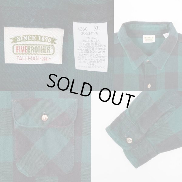 画像3: 90's FIVE BROTHER ヘビーネルシャツ "MADE IN USA / XL-TALL" (3)