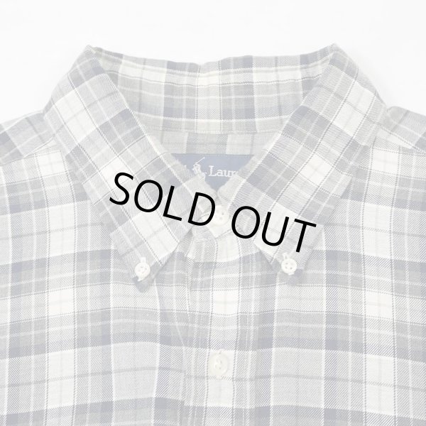 画像3: 90's Polo Ralph Lauren フランネル ボタンダウンシャツ "BLAKE / GRAY Plaid" (3)