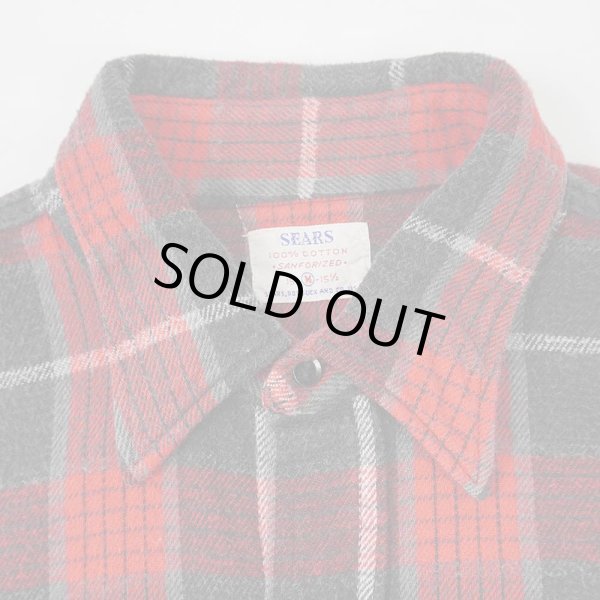 画像3: 60's Sears マチ付き ヘビーネルシャツ "RED×BLACK" (3)