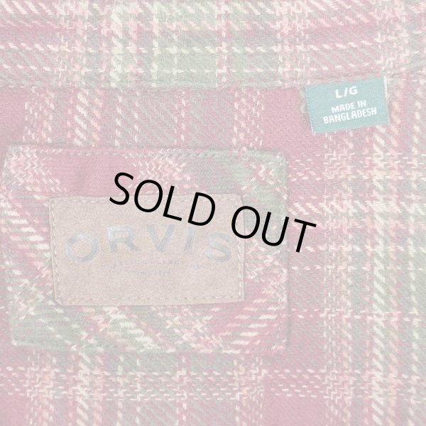 画像2: 00's ORVIS ヘビーネルシャツ "BURGUNDY Plaid" (2)