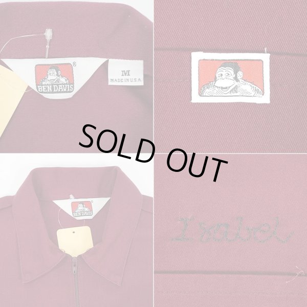 画像3: 00's BEN DAVIS S/S ハーフジップ ワークシャツ "BURGUNDY / MADE IN USA" (3)
