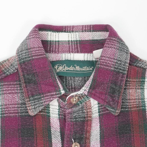 画像3: 90's Gandar Mountain ヘビーネルシャツ "MADE IN USA / Burgundy Plaid" (3)