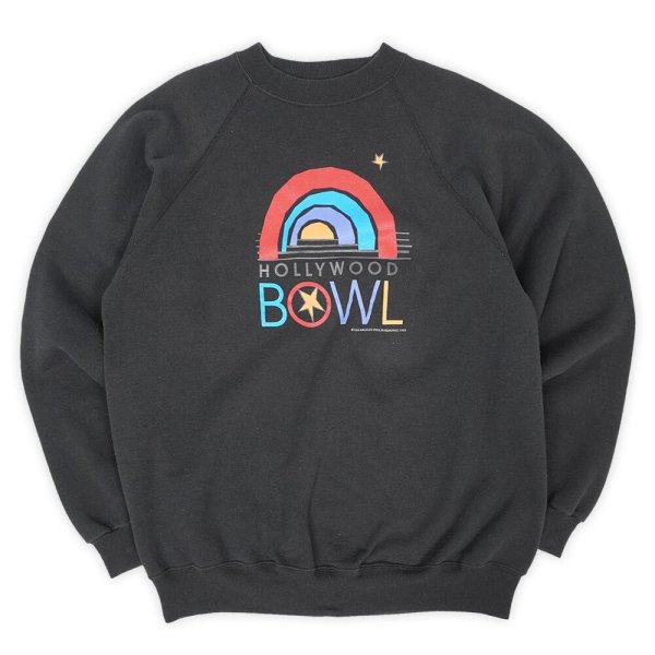 画像1: Early 90's HOLLYWOOD BOWL プリントスウェット "BLACK / MADE IN USA" (1)