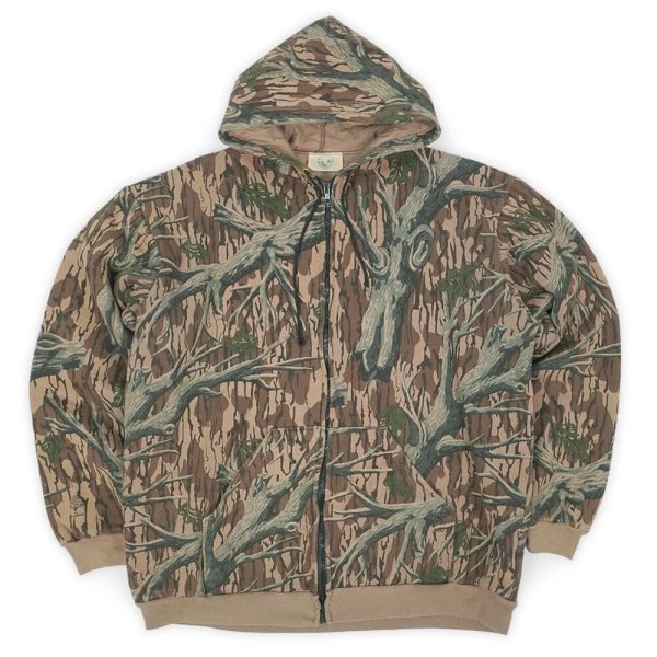 画像1: 90's WHITE WATER OUTDOORS リアルツリーカモ柄 フルジップ スウェットパーカー (1)