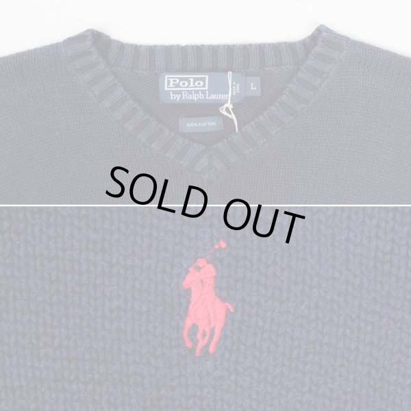 画像3: 90's Polo Ralph Lauren Vネック コットンニット (3)