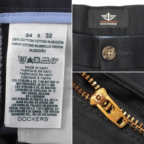 画像4: 00's DOCKERS 2タック チノトラウザー "DARK NAVY / W34 L32" (4)