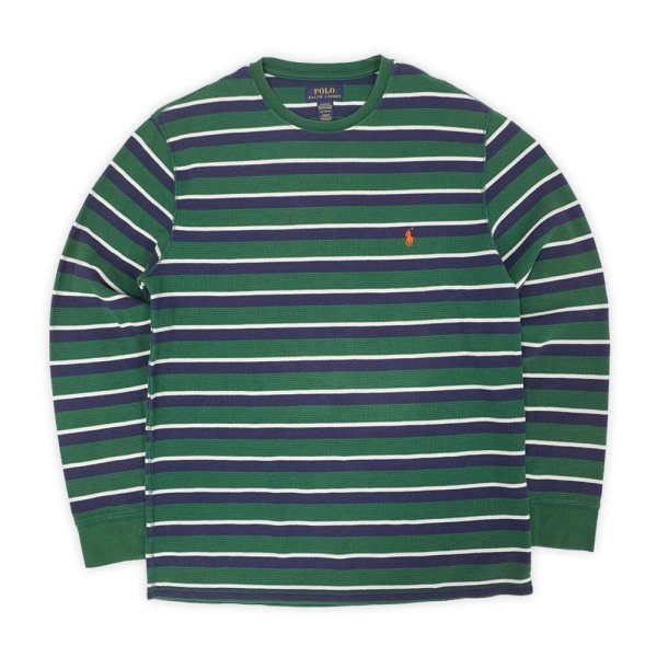 画像1: 00's Polo Ralph Lauren マルチボーダー柄 サーマルカットソー (1)