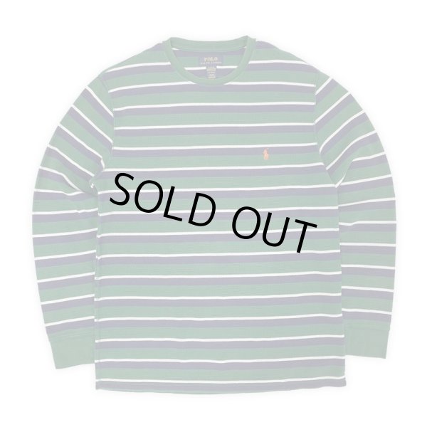 画像1: 00's Polo Ralph Lauren マルチボーダー柄 サーマルカットソー (1)