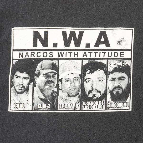 画像2: 00's N.W.A "NARCOS WITH ATTITUDE" パロディプリントTシャツ (2)