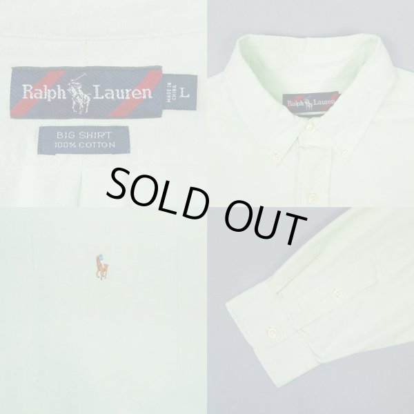画像3: 90's Polo Ralph Lauren ボタンダウンシャツ "BIG SHIRT / GREEN" (3)