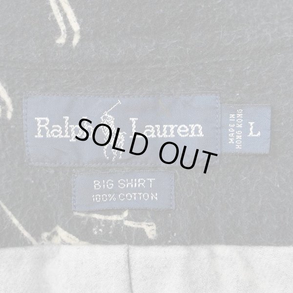 画像2: 90's Polo Ralph Lauren 総柄 ボタンダウンシャツ "BIG SHIRT / BLACK" (2)