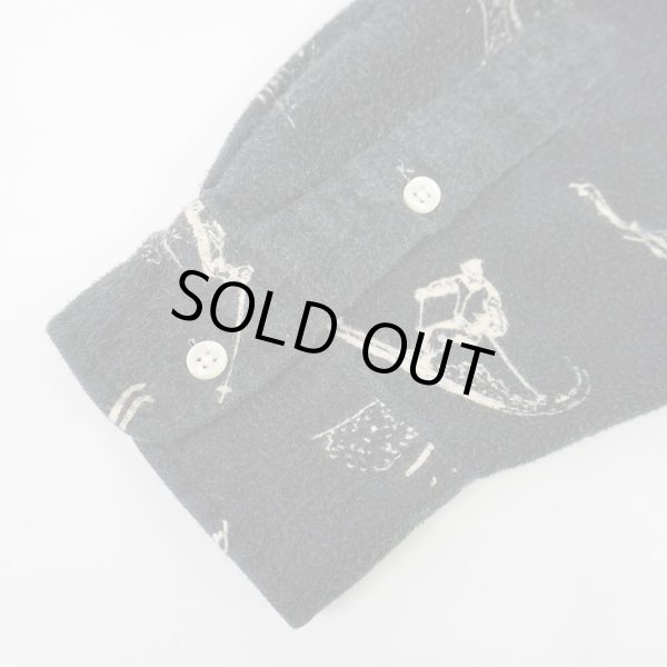 画像4: 90's Polo Ralph Lauren 総柄 ボタンダウンシャツ "BIG SHIRT / BLACK" (4)