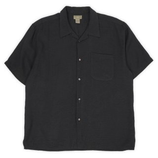 本日限定　美品　[THE MOOD]リネンシャツ　ブラック36 リネンシャツ】風が抜ける瞬間が気持ちいい！マオカラー