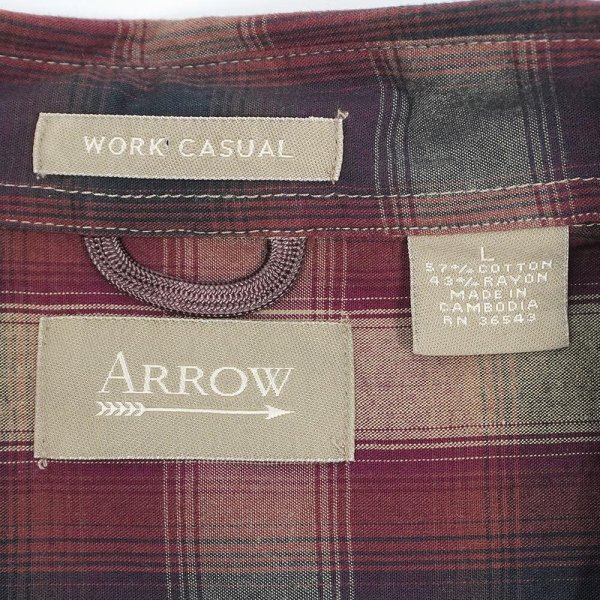 画像2: Early 00's Arrow コットン×レーヨンシャツ "Ombre Plaid" (2)