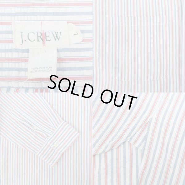 画像3: 90's J.CREW マルチストライプ柄 シアサッカーシャツ (3)