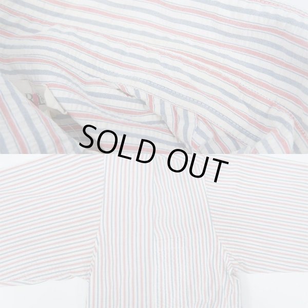 画像4: 90's J.CREW マルチストライプ柄 シアサッカーシャツ (4)