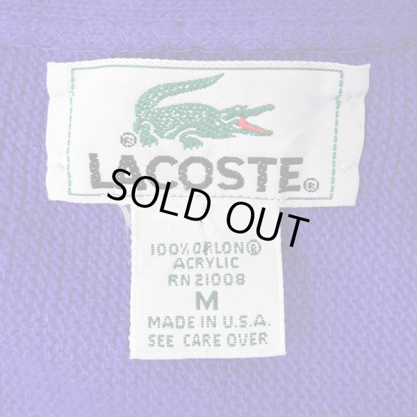 画像2: 90's LACOSTE アクリルカーディガン "BLUE / MADE IN USA" (2)