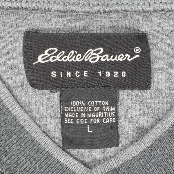 画像2: 00's Eddie Bauer Vネック コットンニット (2)