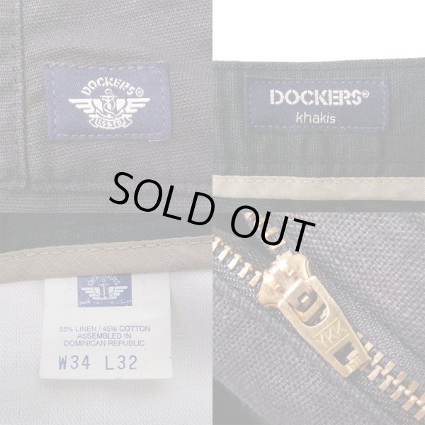 画像3: 90's DOCKERS 2タック リネントラウザー "W34 L32" (3)