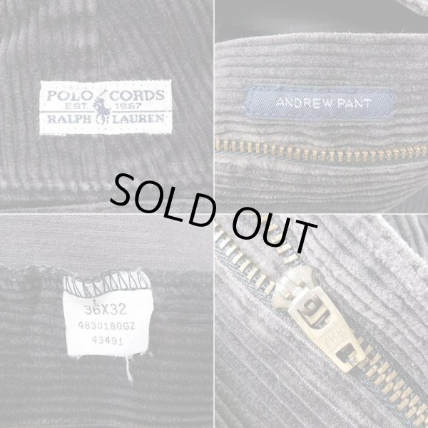 画像4: 90's Polo Ralph Lauren 2タック 太畝コーデュロイトラウザー “ANDREW PANT / DARK BROWN” (4)