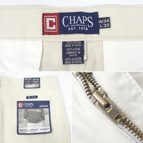 画像3: 00's CHAPS 2タック チノトラウザー “OFF WHITE / W34 L32” (3)