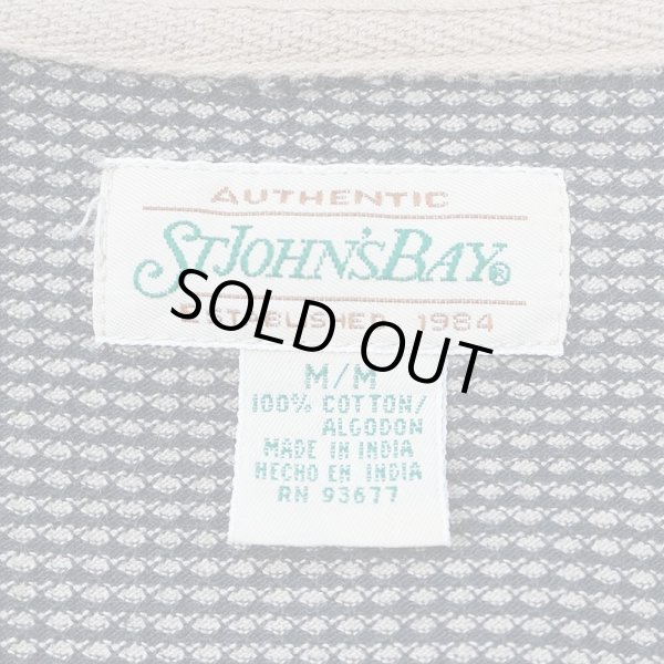 画像2: 90's ST JOHN'S BAY ヘンリーネックカットソー "BEIGH×BLACK" (2)