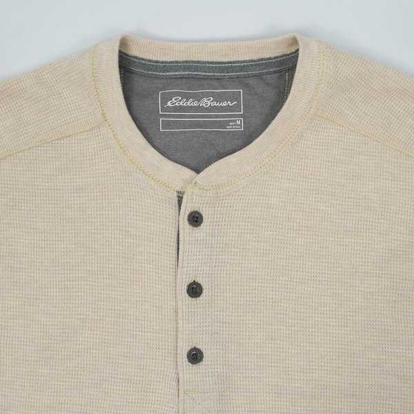 画像3: 00's Eddie Bauer ヘンリーネック サーマルカットソー (3)